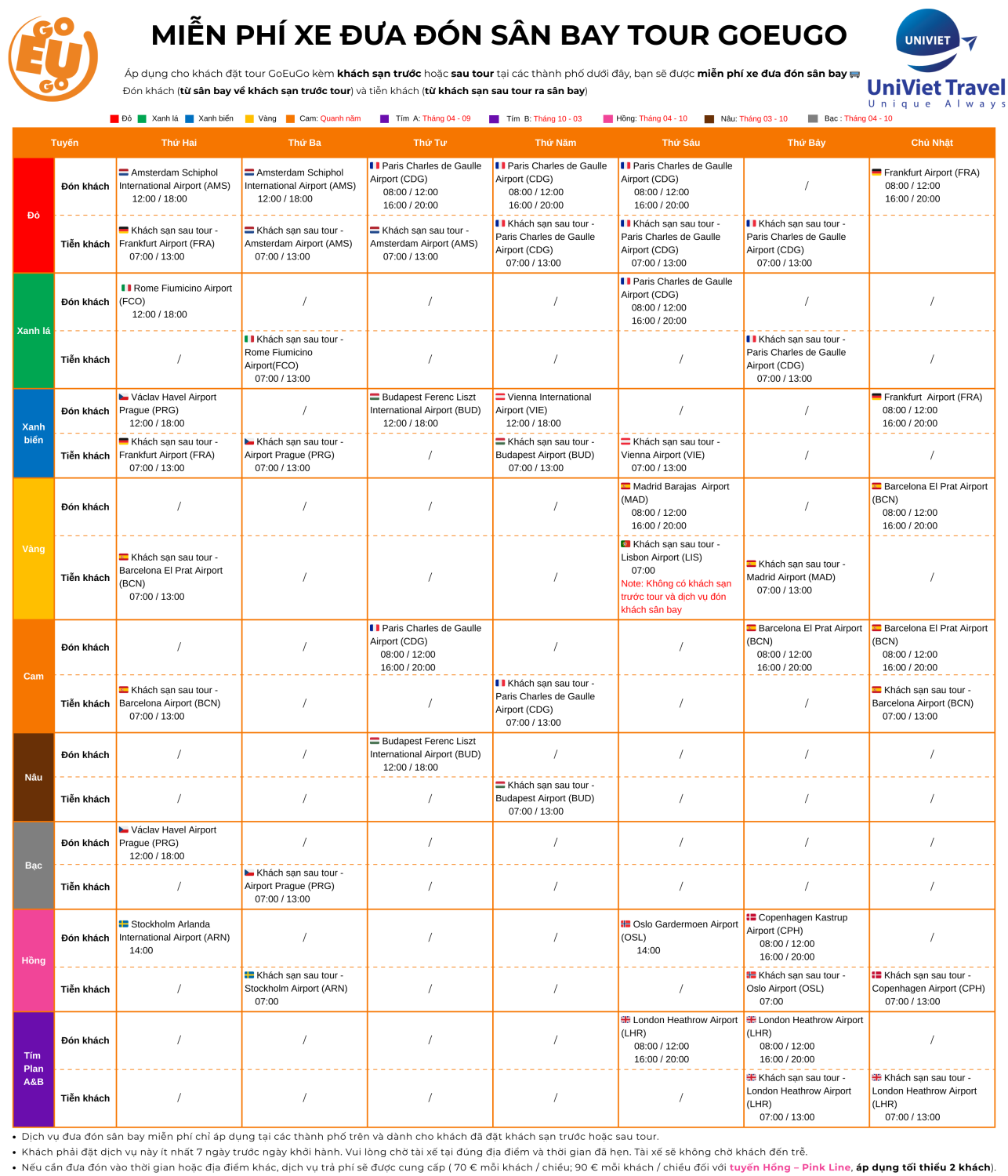 Đưa đón sân bay miễn phí 